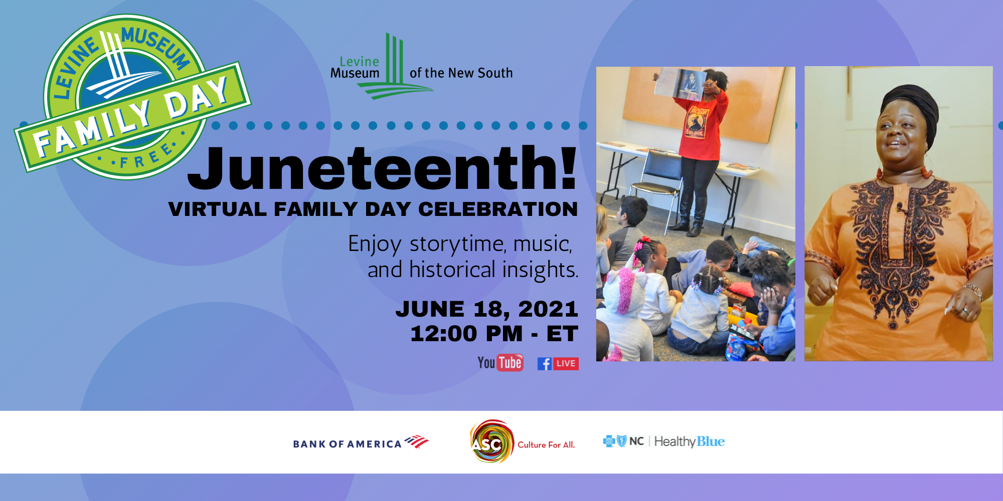 Levine Museum of the New South Juneteenth Family Day Storytime Event Image