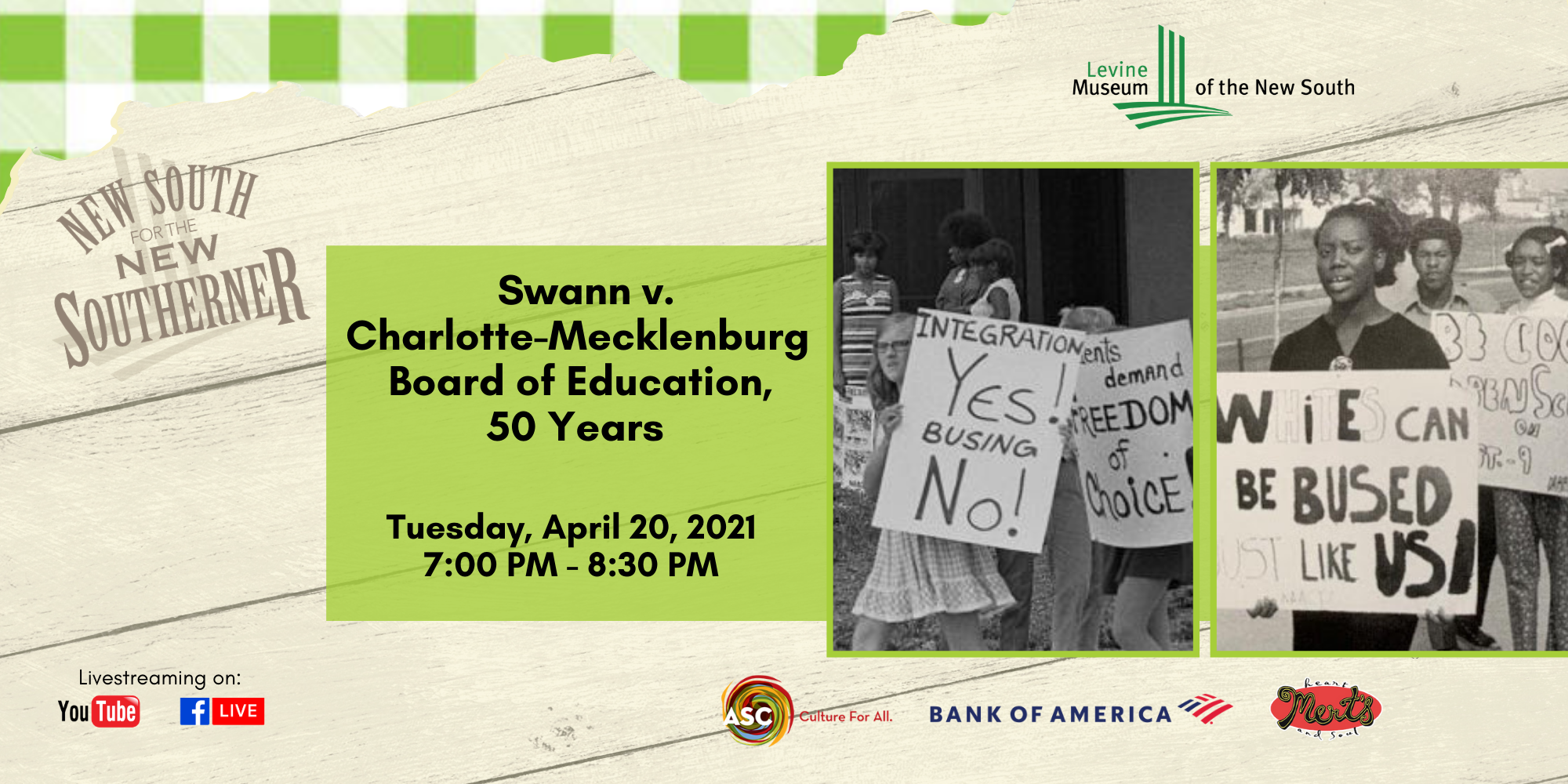 Levine Museum of the New South NSFNS: Swann v. Charlotte-Mecklenburg Board of Education, 50 Years Event Image