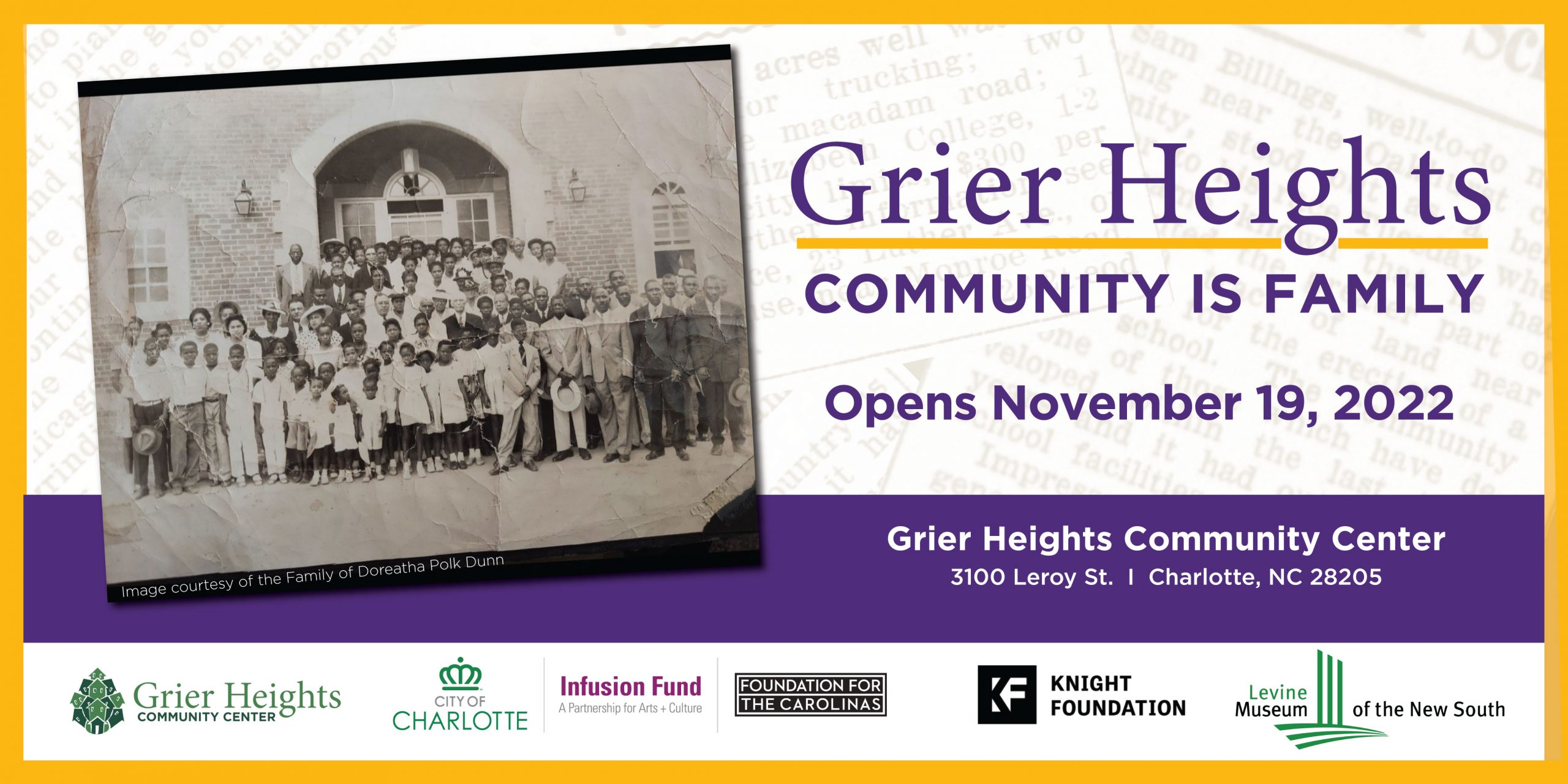 Levine Museum of the New South Grier Heights: A Community is Family Open House Event Image