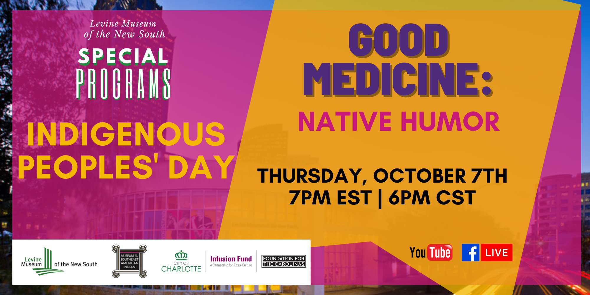 Levine Museum of the New South Indigenous People's Day Good Medicine: Native Humor Event Image