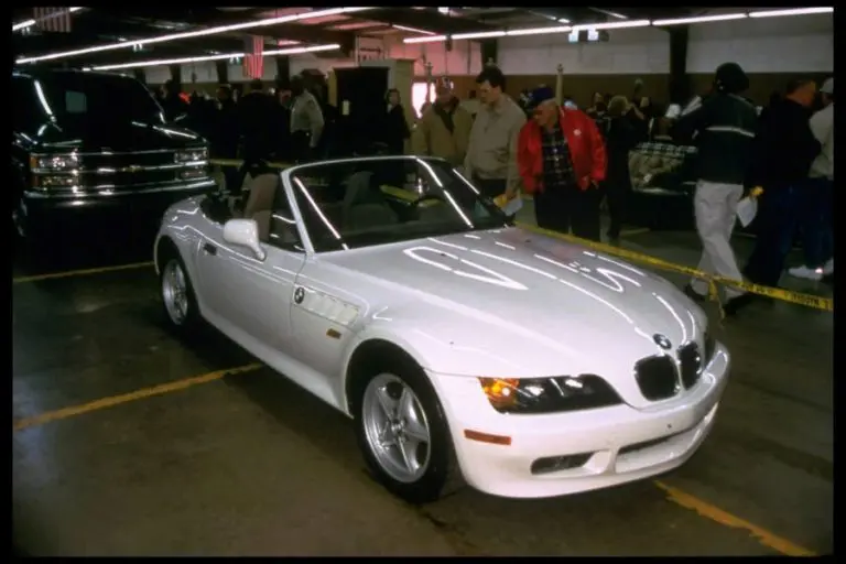 An image of Michelle Chambers’ 1998 white BMW convertible.