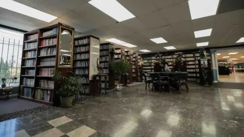 An image of the inside of the library.
