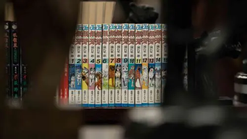 A closeup image of books at the Asian Library.