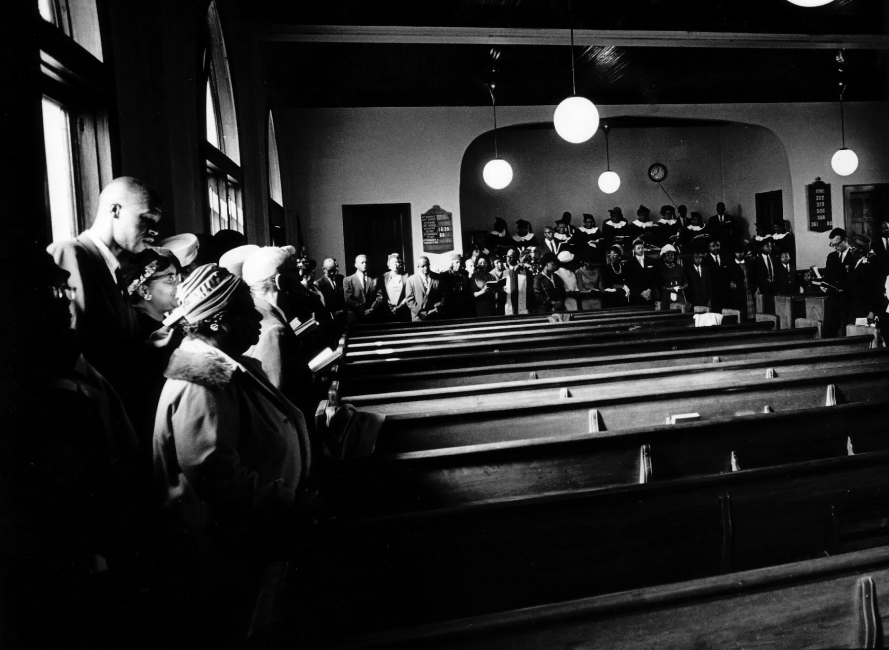 An image of people inside a Brooklyn church.