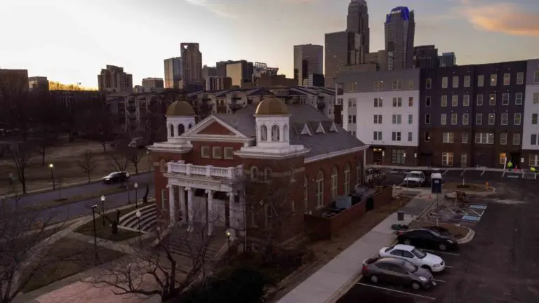 An aerial image of Little Rock Cultural Center.