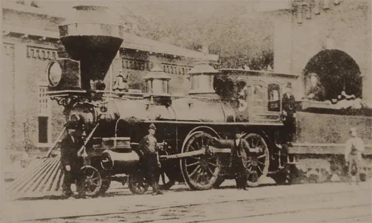An image of the first North Carolina Railroad train.