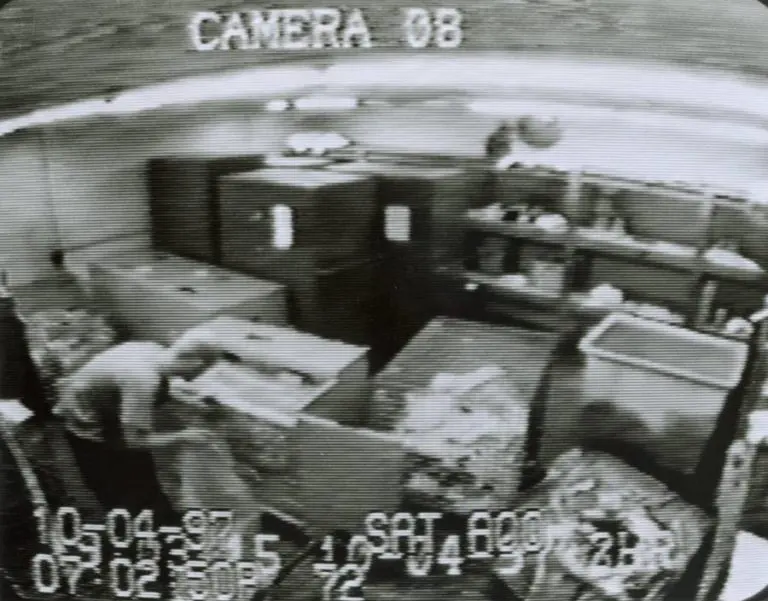 An image of the recording of Ghantt stealing from the vault.