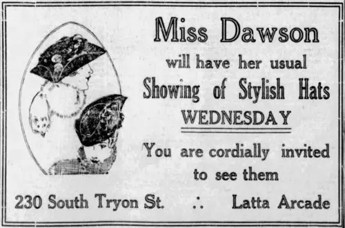 A newspaper clipping of a Miss Dawson advertisement.