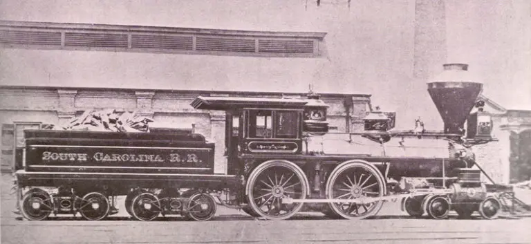 An image of an engine from the South Carolina State Railroad.