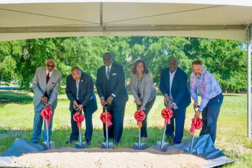 An image of the groundbreaking ceremony for the Varick on 7th.