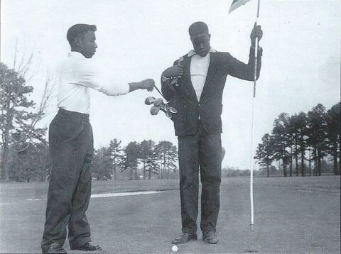 An image of James Otis playing golf at Bonnie Brae.