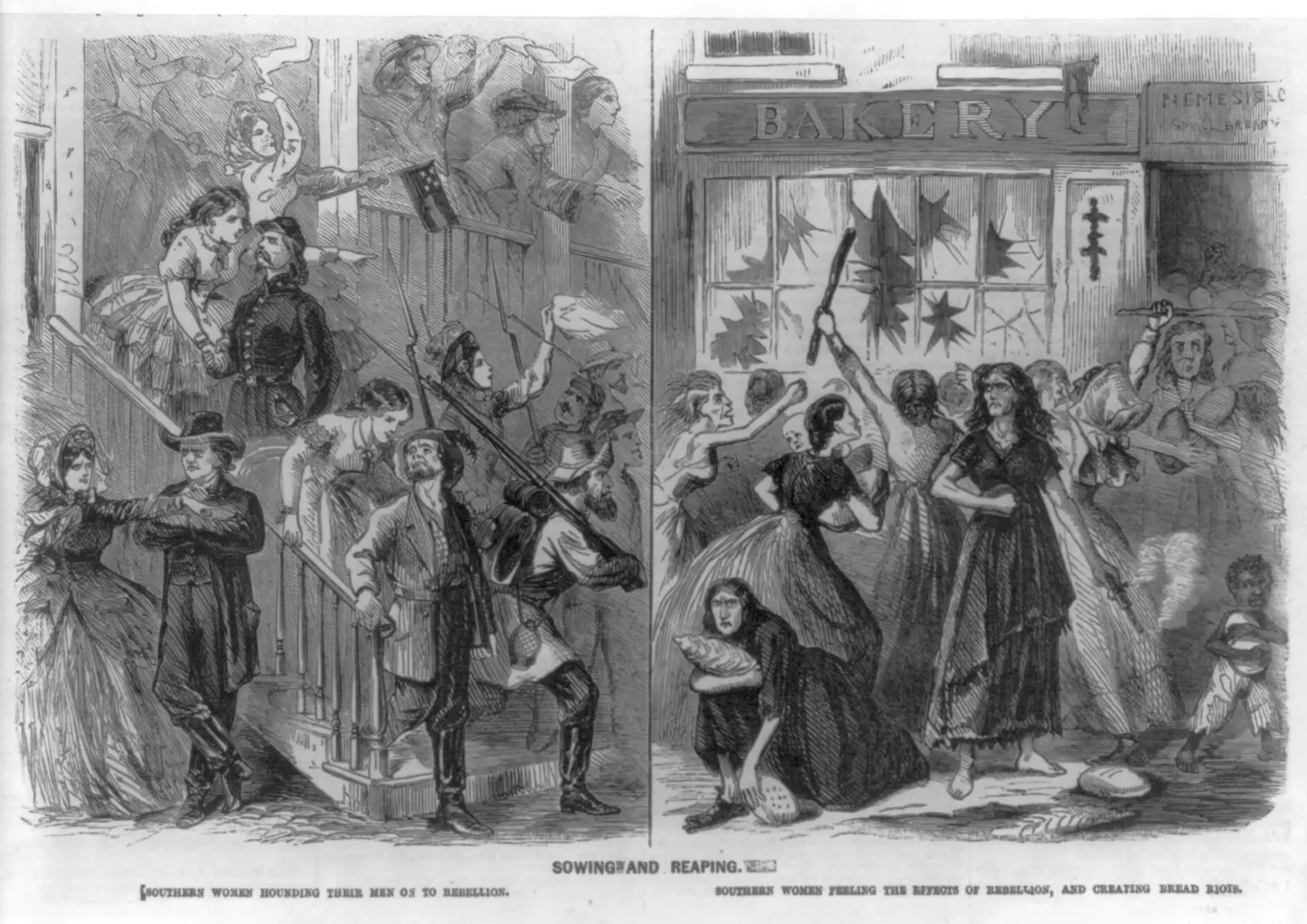 Magazine illustration about Richmond Bread Riot, 1863