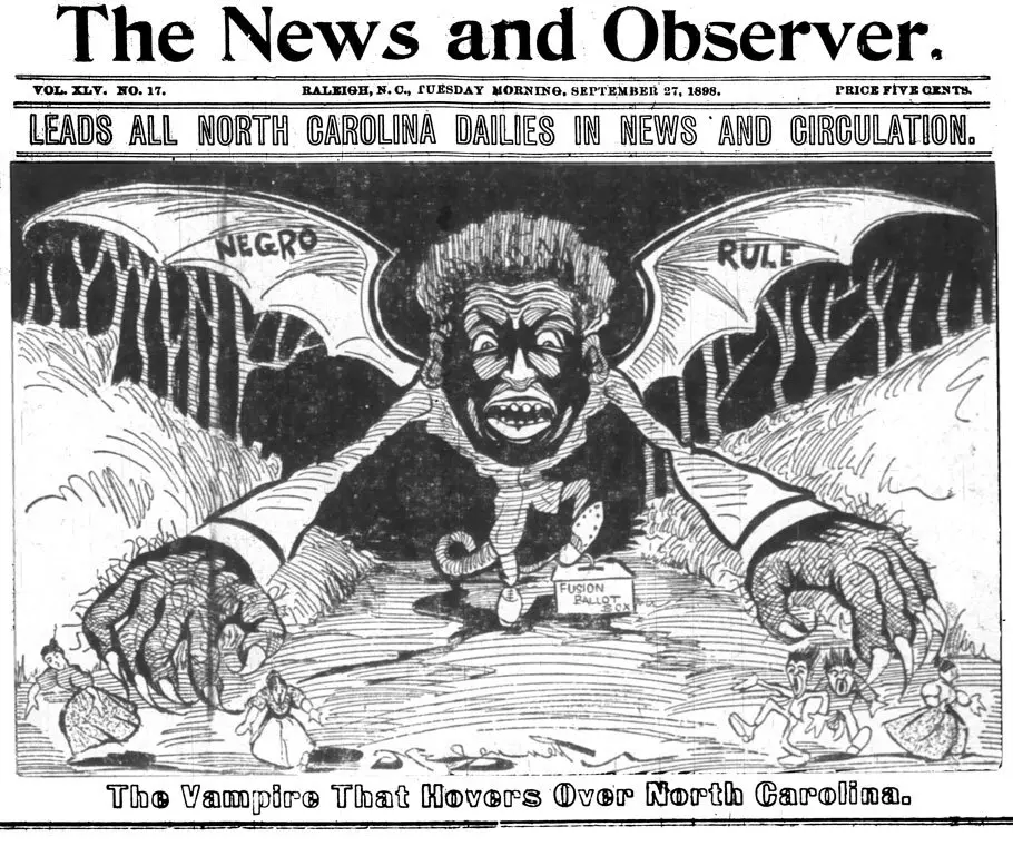 Political cartoon from Raleigh News and Observer, North Carolina, 1898