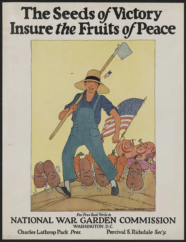 Poster promoting victory gardens, 1919