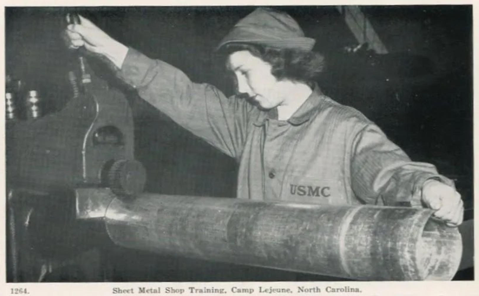 Photograph of female Marine reservist during World War II at Camp Lejeune, North Carolina