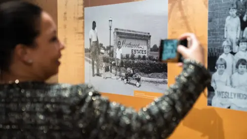 Person taking a photo of an exhibition