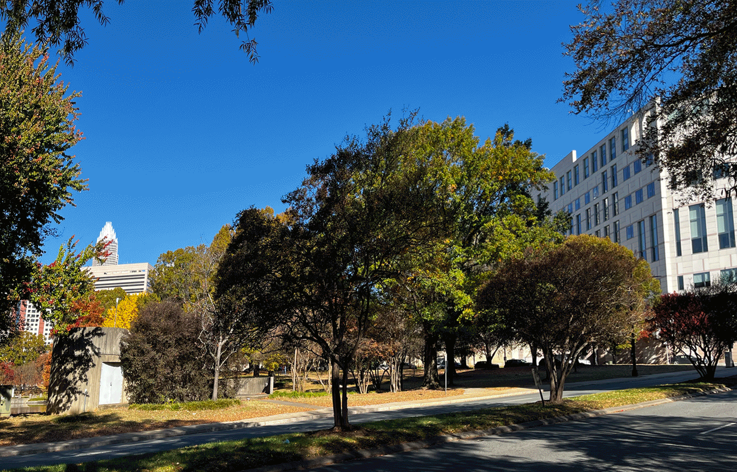 Animated image of the location of the United House of Prayer today with the historic photo overlayed