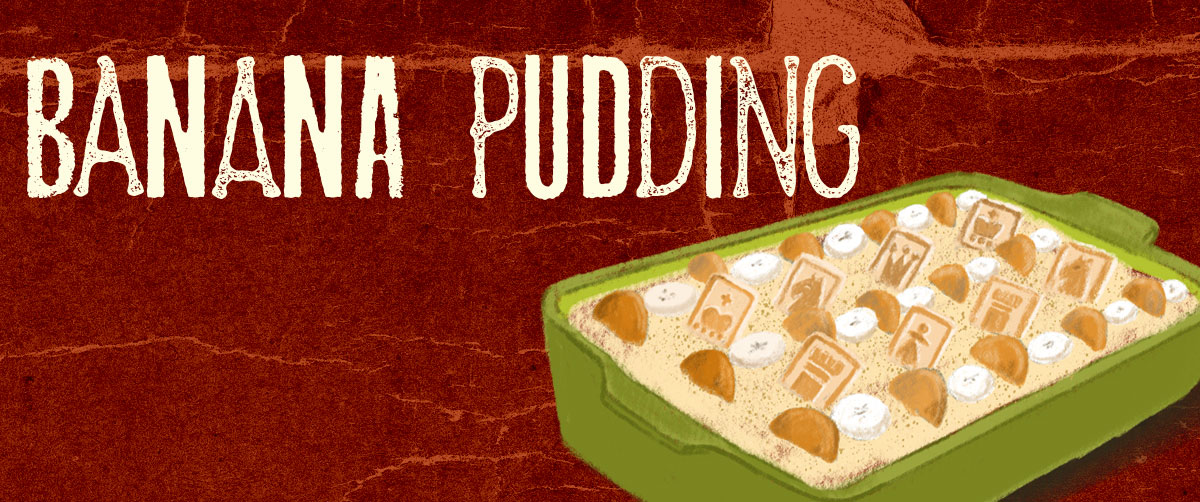 Header image showing a dish of banana pudding