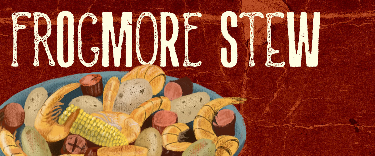 Header image showing a bowl of Frogmore stew